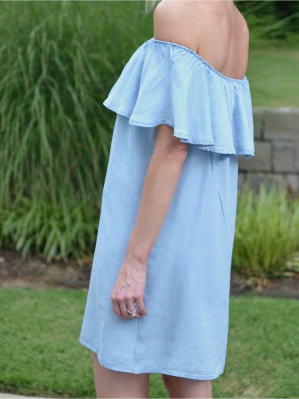 Justify Light Blue Elastic Waist Skirt